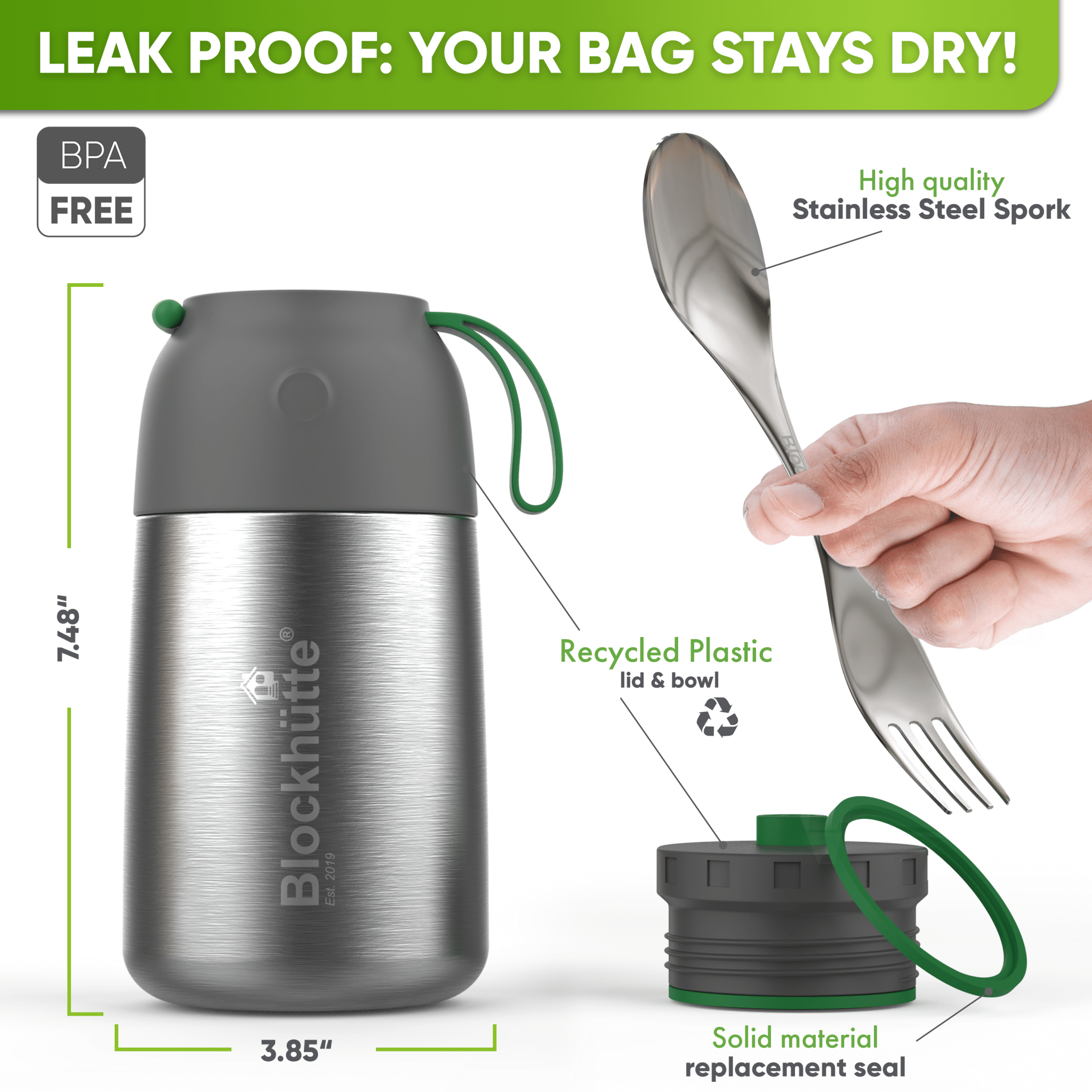 Active Day Bundle - Food Jar & Sports Bottle - 1000ml - Blockhütte UK
