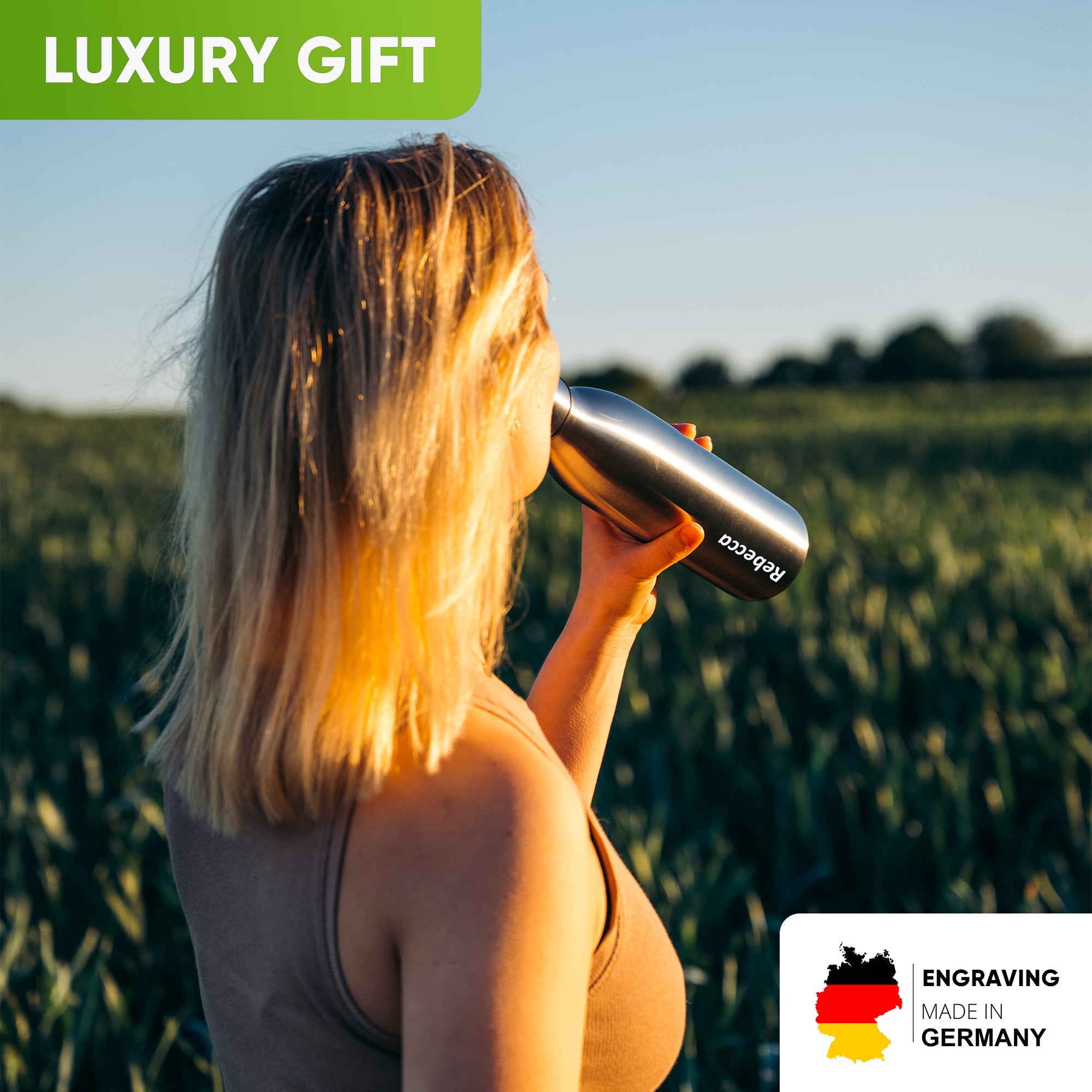 Custom Water Bottles Sport - Personalised with Name - 1000ml - Blockhütte UK