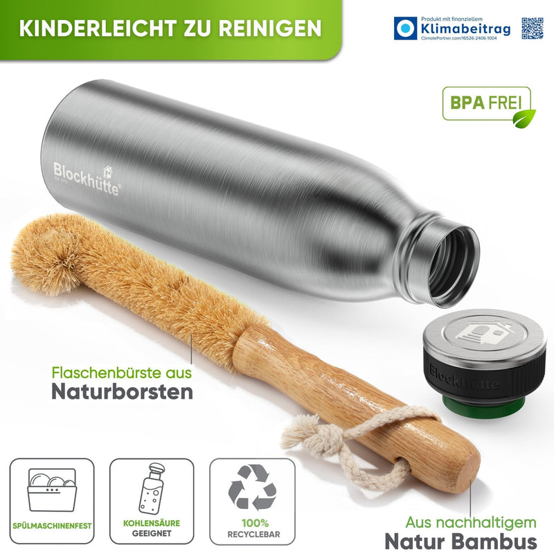 Engraved Stainless Steel Sports Bottle - Personalised with Name - 1000ml - Blockhütte UK