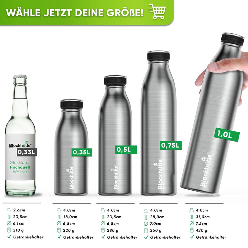 Engraved Stainless Steel Sports Bottle - Personalised with Name - 1000ml - Blockhütte UK