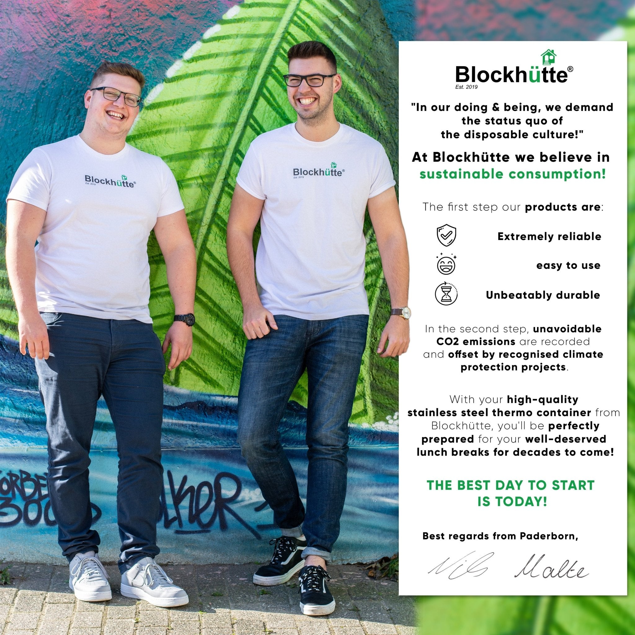 Insulated Stainless Steel Food Flask - Anti - Vacuum Lid - 1000ml - Blockhütte UK