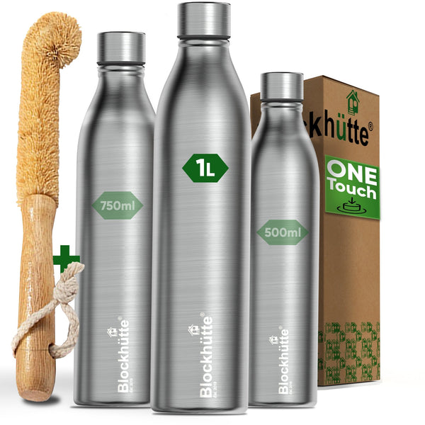 Insulated Water Bottle Stainless Steel - Sport Set - 1000ml - Blockhütte UK