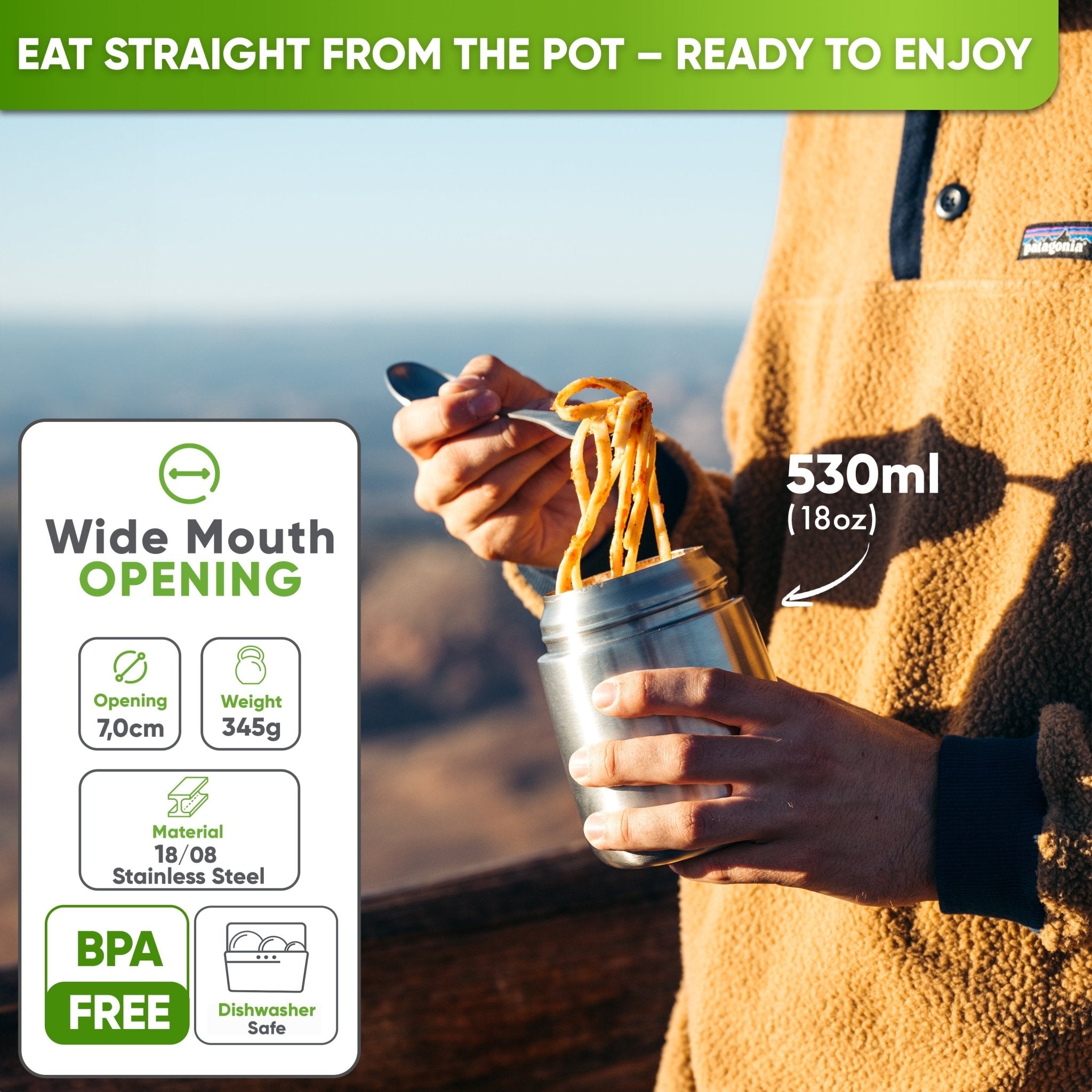 Personalised Stainless Steel Food Flask - With Name Engraving - 1000ml - Blockhütte UK