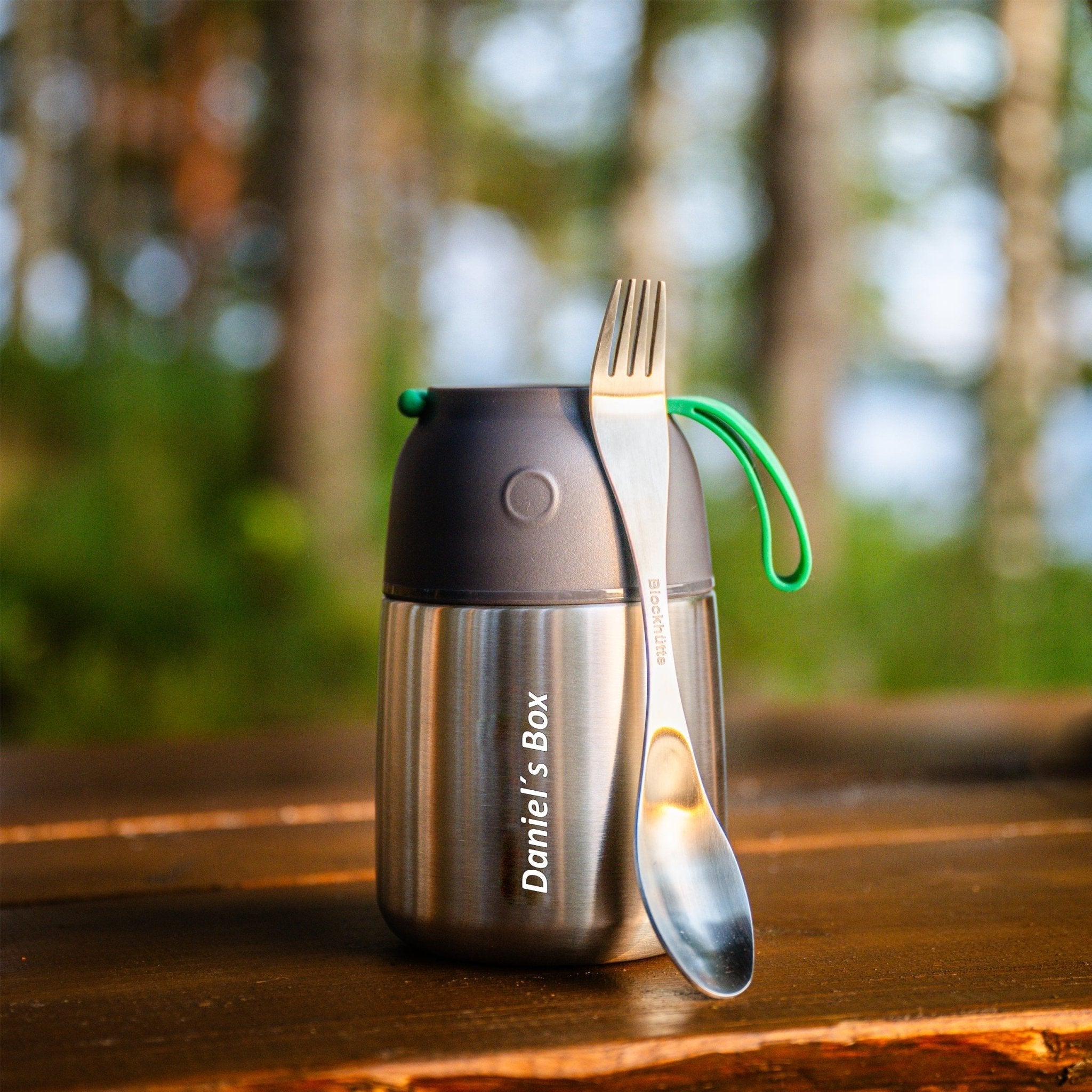 Personalised Stainless Steel Food Flask - With Name Engraving - 1000ml - Blockhütte UK