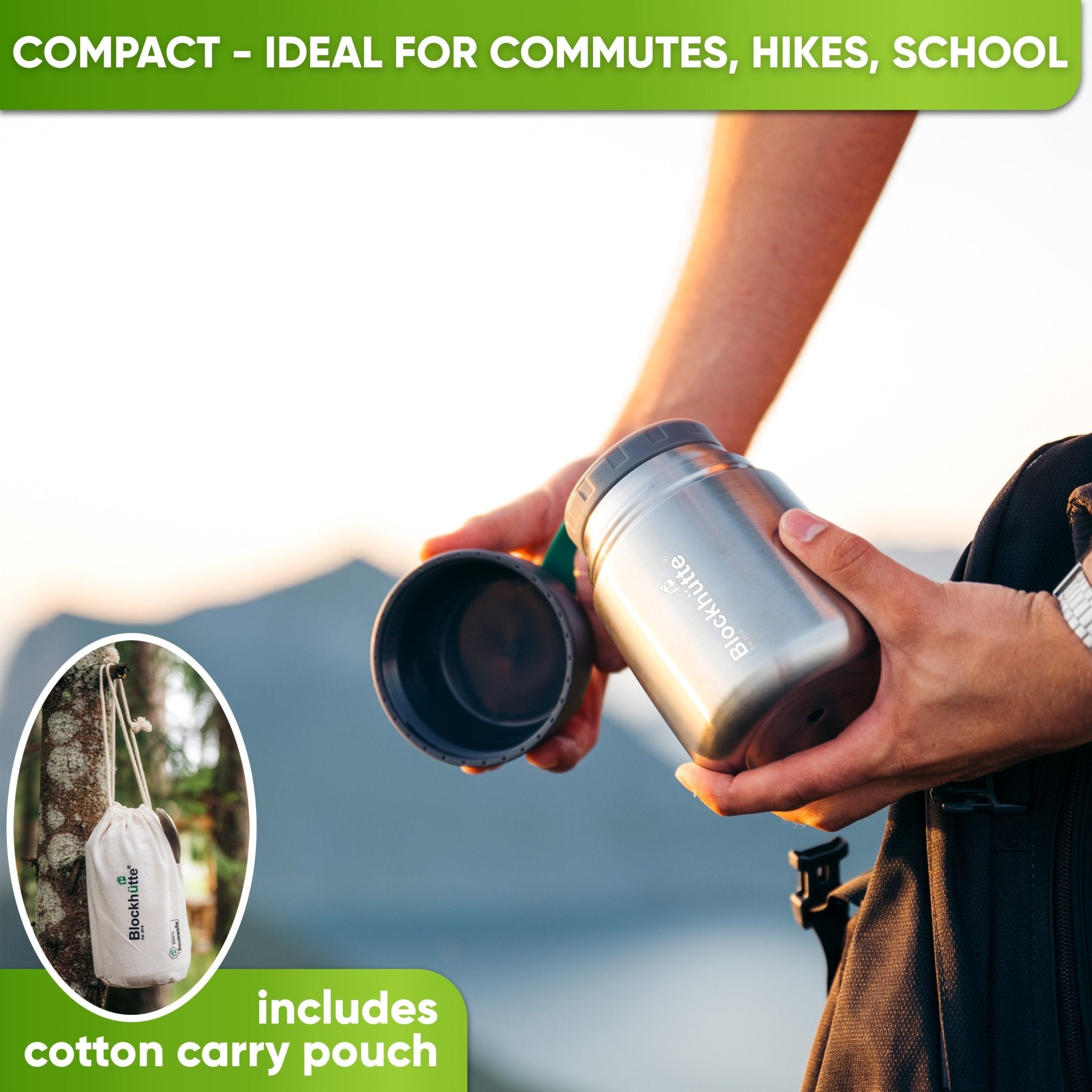 Personalised Stainless Steel Food Flask - With Name Engraving - 1000ml - Blockhütte UK