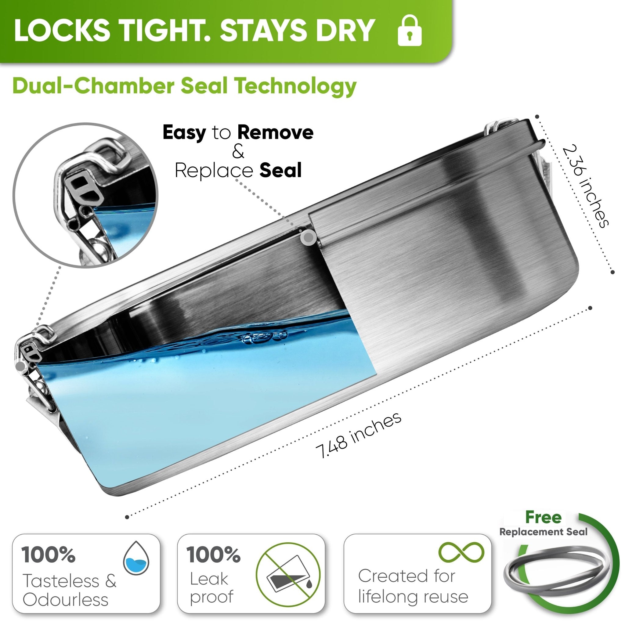 Personalised Stainless Steel Lunch Box - Custom Engraving Included - 1400ml - Blockhütte UK