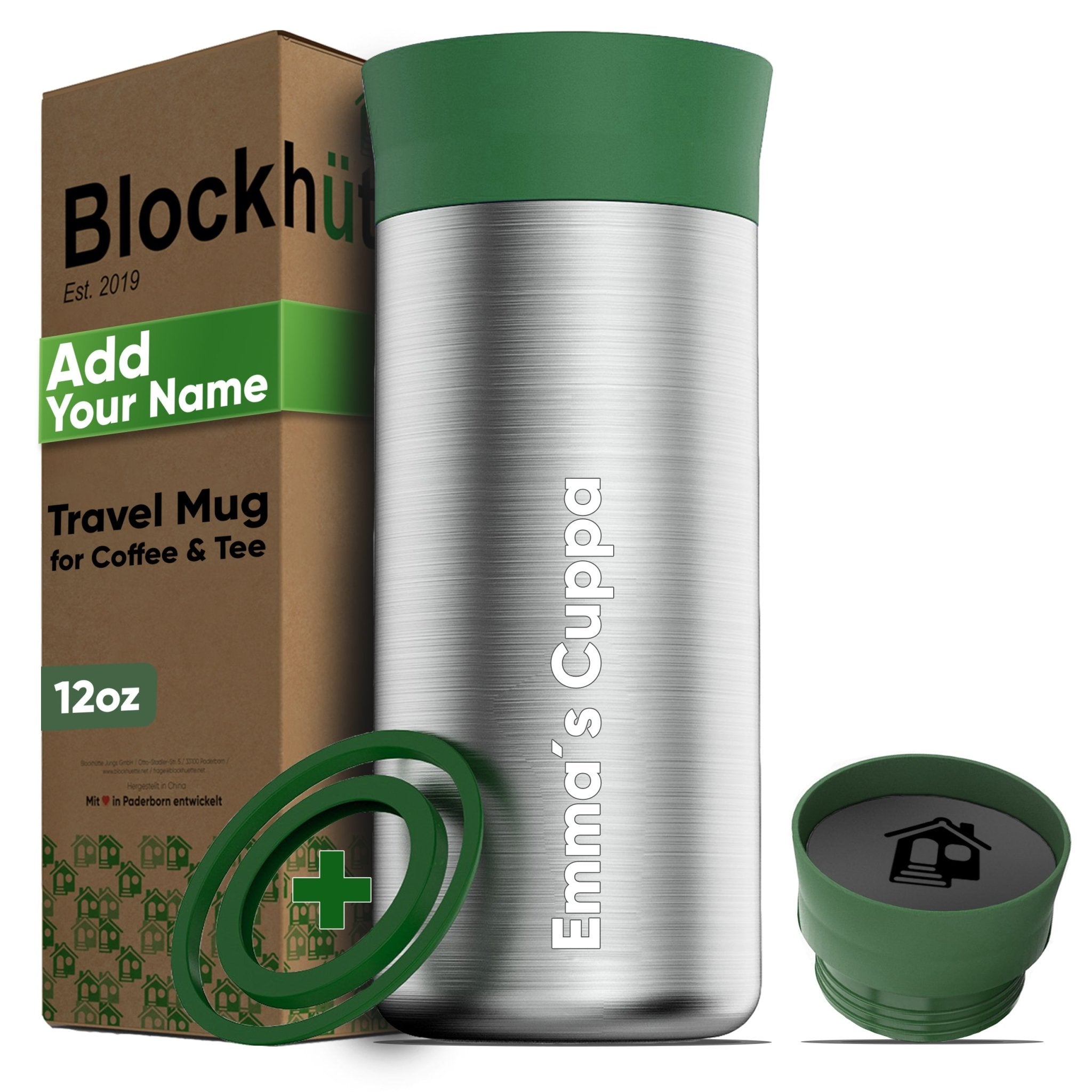 Personalised Stainless Steel Thermo Mug - With Name Engraving - 354ml - Blockhütte UK