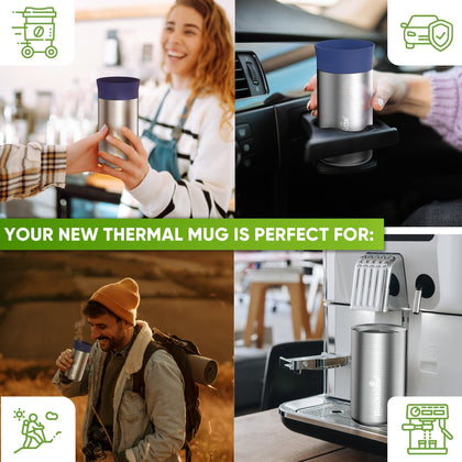 Personalised Stainless Steel Thermo Mug - With Name Engraving - 354ml - Blockhütte UK