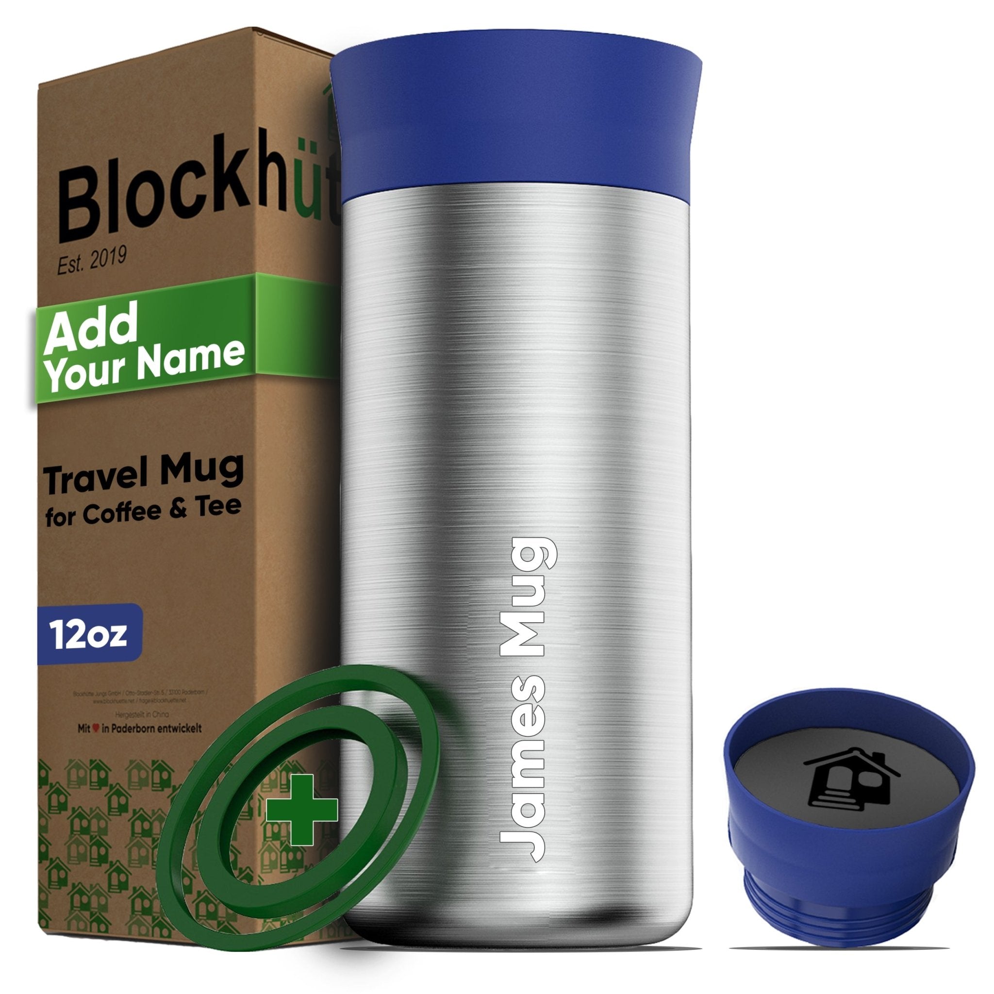 Personalised Stainless Steel Thermo Mug - With Name Engraving - 354ml - Blockhütte UK