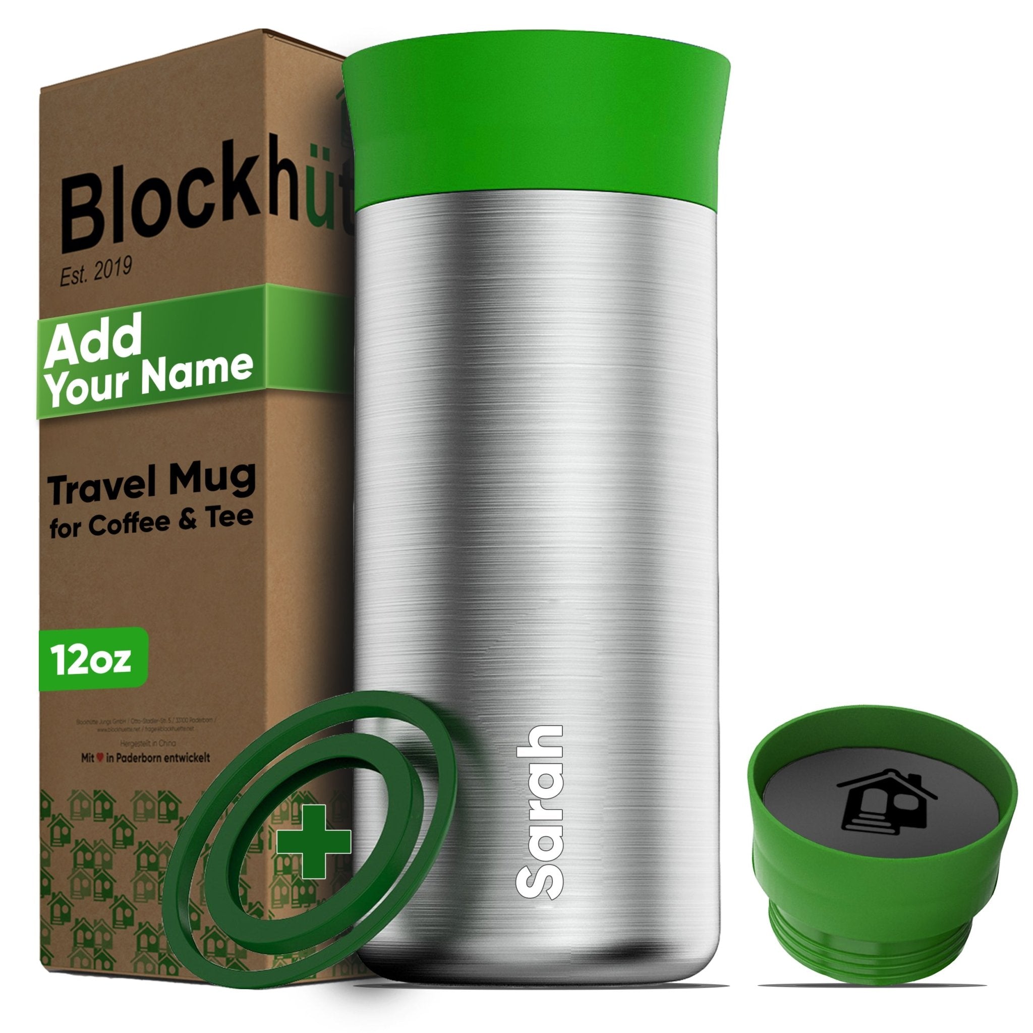 Personalised Stainless Steel Thermo Mug - With Name Engraving - 354ml - Blockhütte UK
