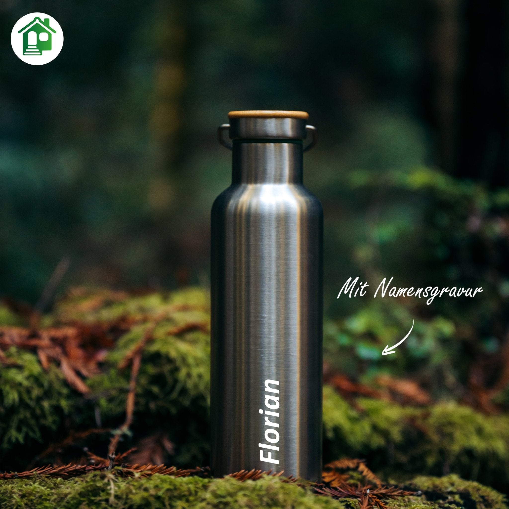 Personalised Stainless Steel Water Bottle - With Name Engraving - 1000ml - Blockhütte UK