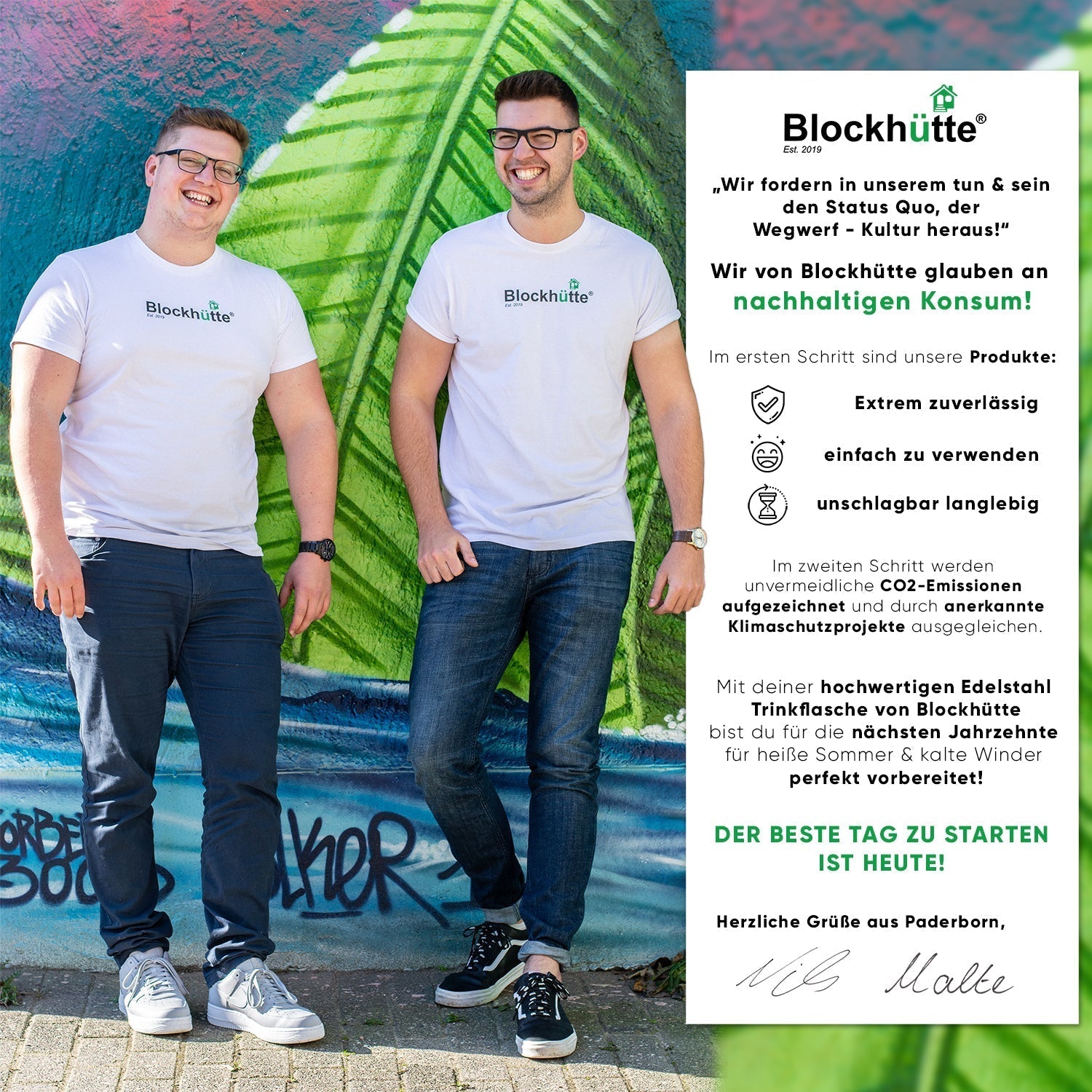 Premium Insulated Water Bottle - Stainless Steel with Soft - Touch Silicone Finish - 750ml - Blockhütte UK