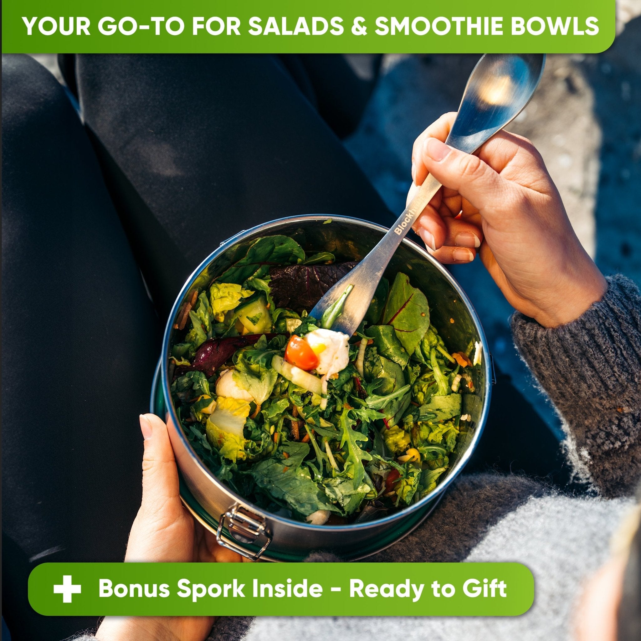 Round Stainless Steel Lunch Box - Leakproof with Spoon - 780ml - Blockhütte UK