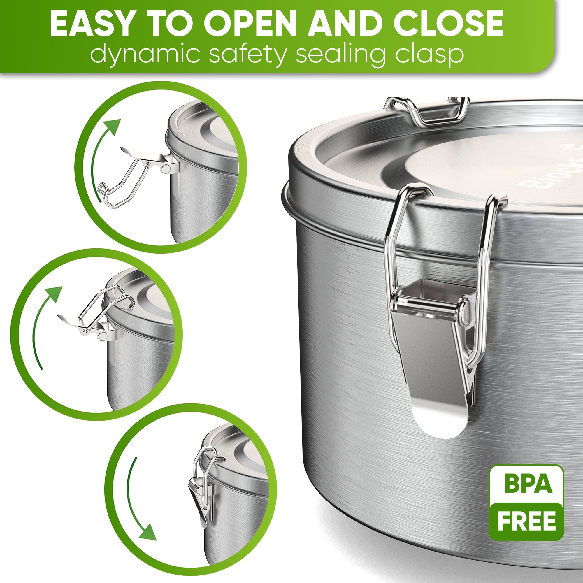 Round Stainless Steel Lunch Box - Leakproof with Spoon - 780ml - Blockhütte UK