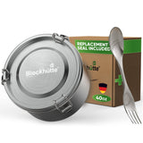 Round Stainless Steel Lunch Box - Leakproof with Spoon - 780ml - Blockhütte UK
