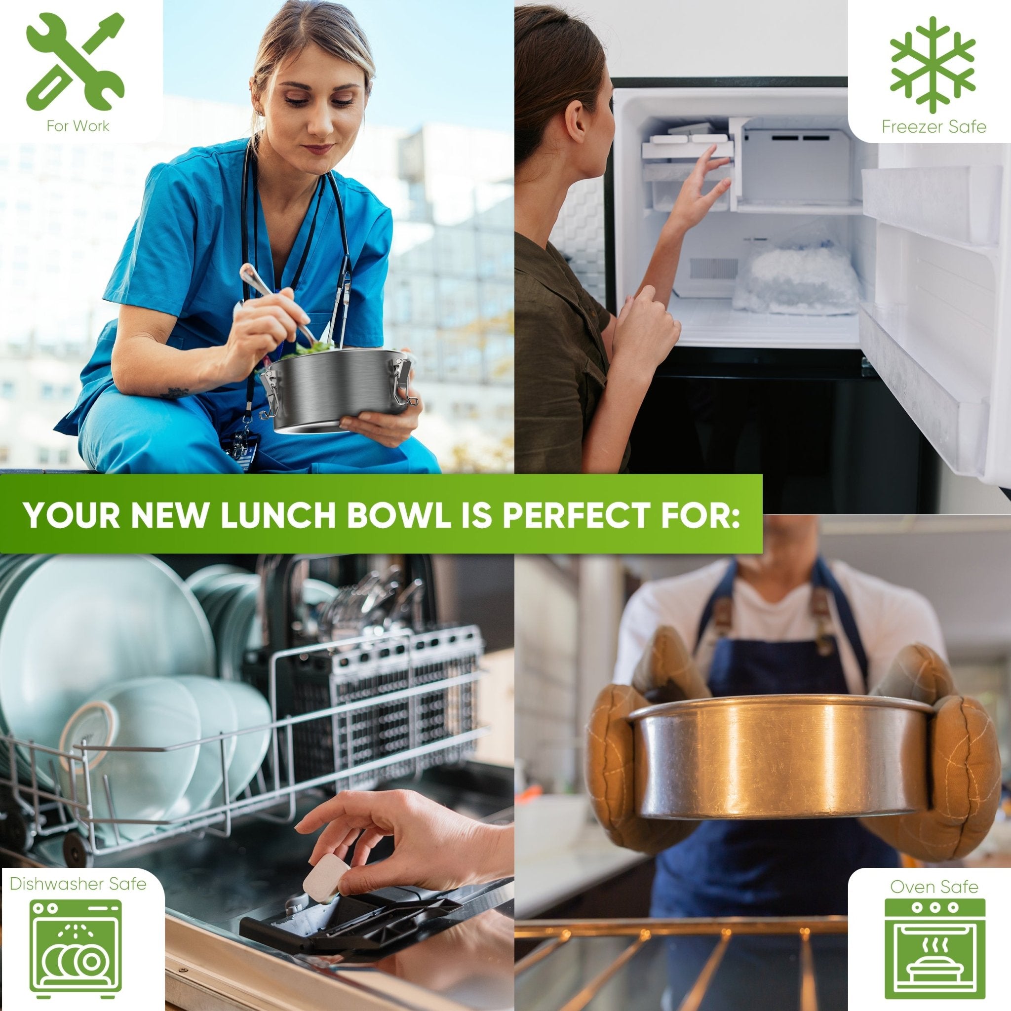 Round Stainless Steel Lunch Box - Leakproof with Spoon - 780ml - Blockhütte UK