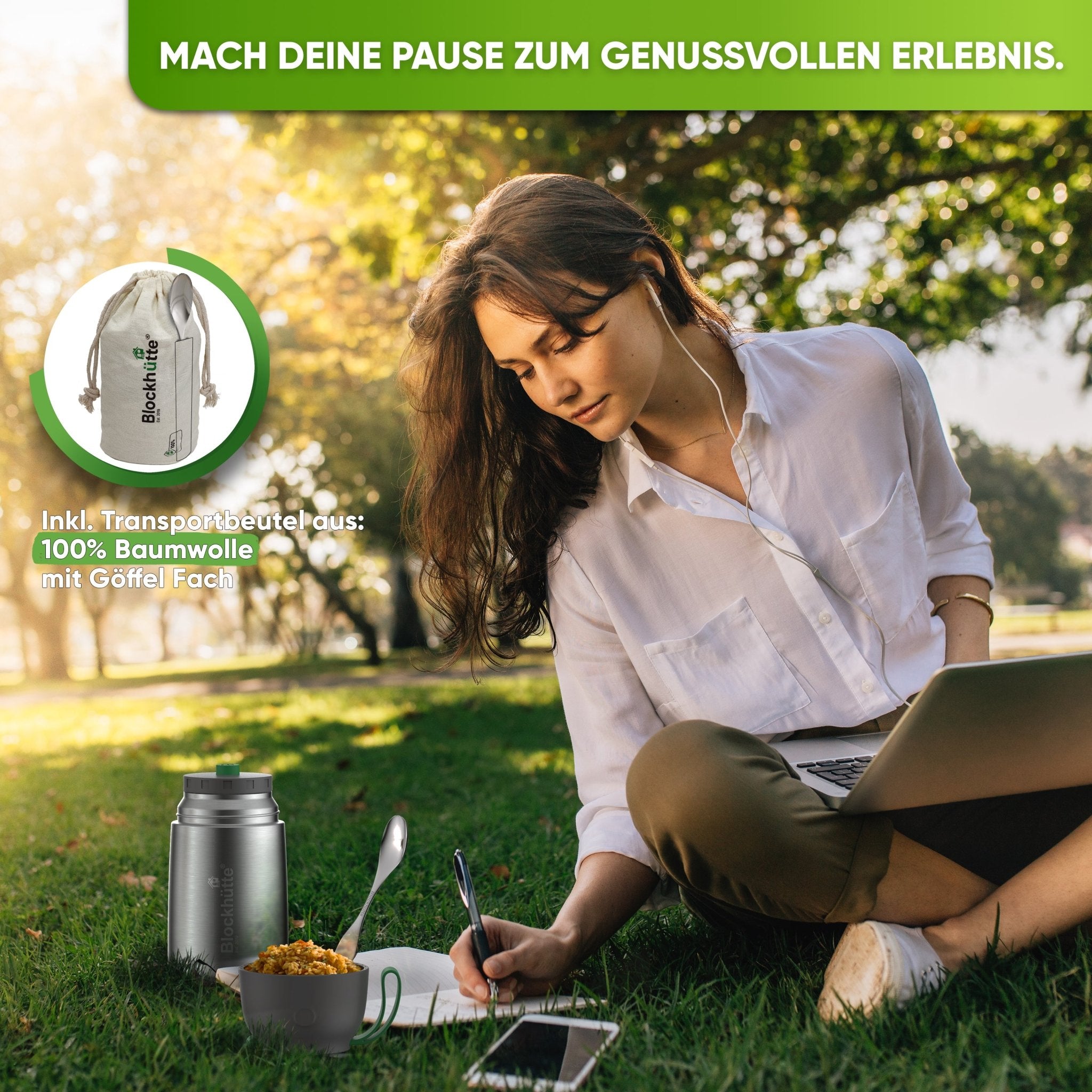 Stainless Steel Food Flask Insulated - Turquoise - Blockhütte UK