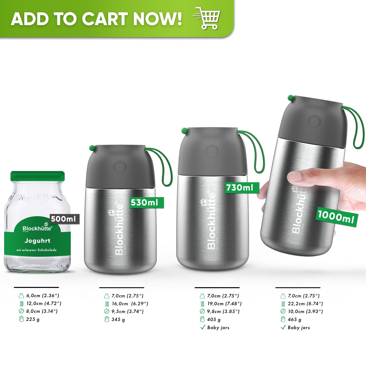 Stainless Steel Food Flask Insulated - Turquoise - Blockhütte UK