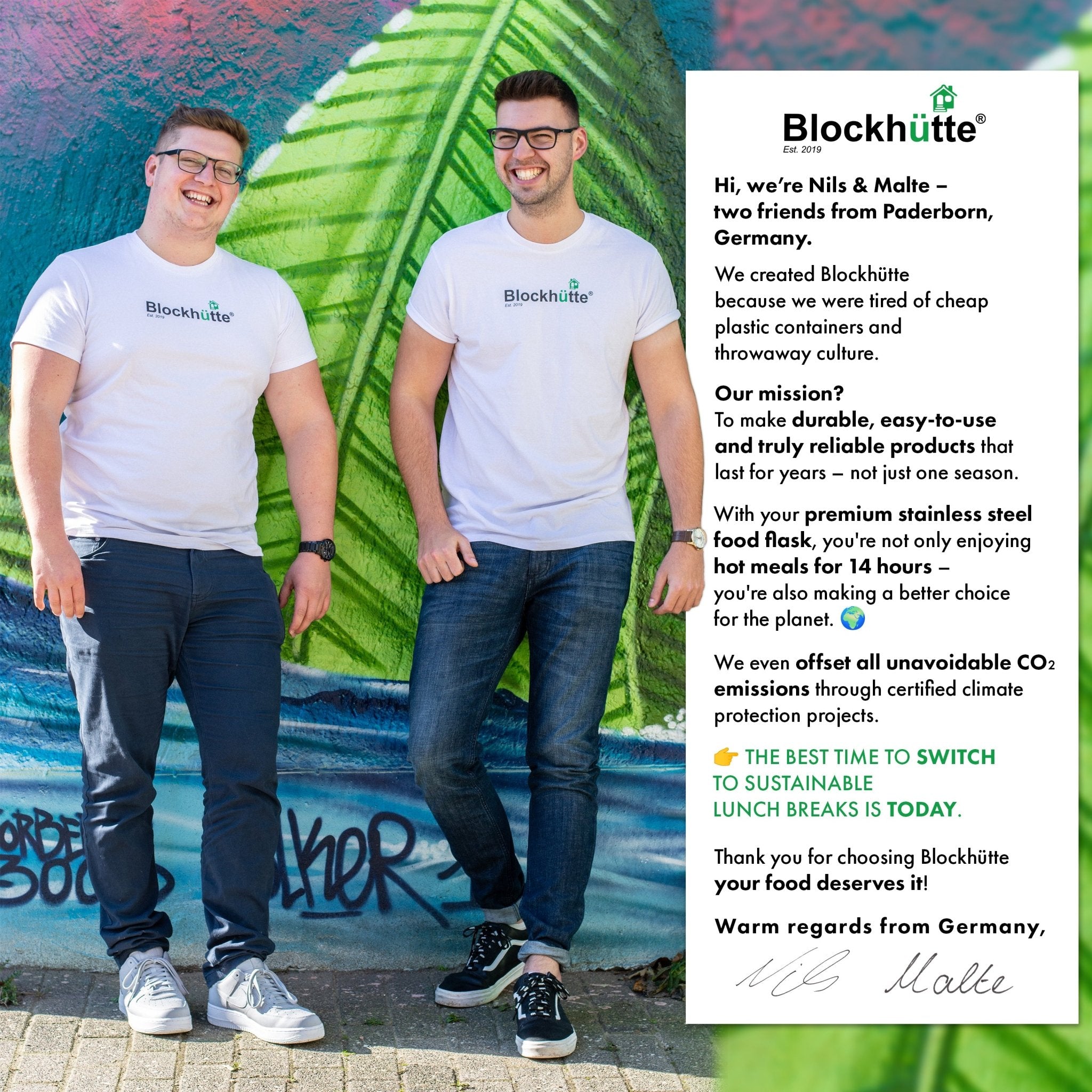 Stainless Steel Food Flask Insulated - Turquoise - Blockhütte UK