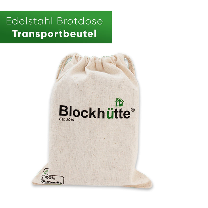 Stainless steel Lunch Box - Cotton Pouch - 800ml - Blockhütte UK