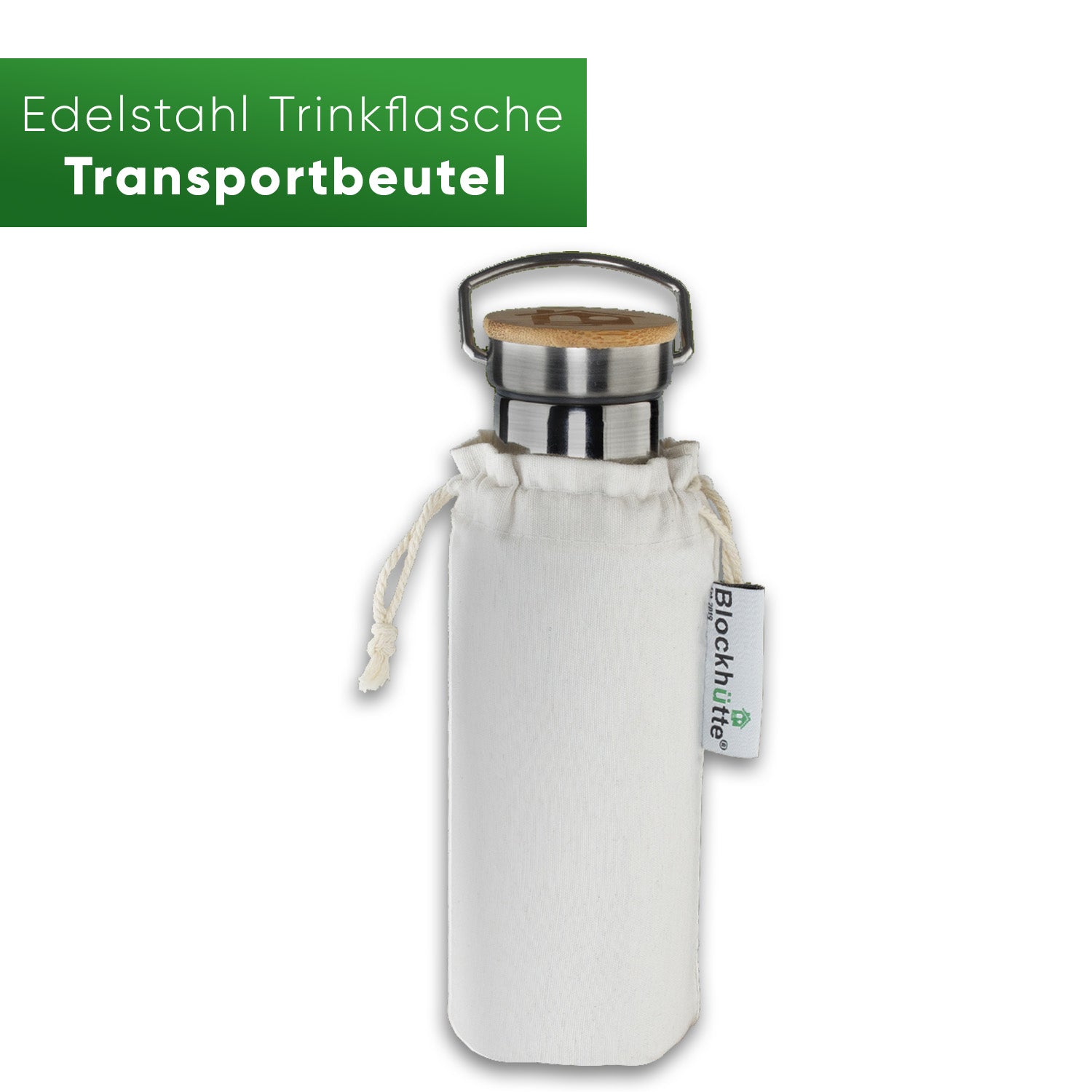 Water Bottle - Cotton Pouch - 500ml - Blockhütte UK